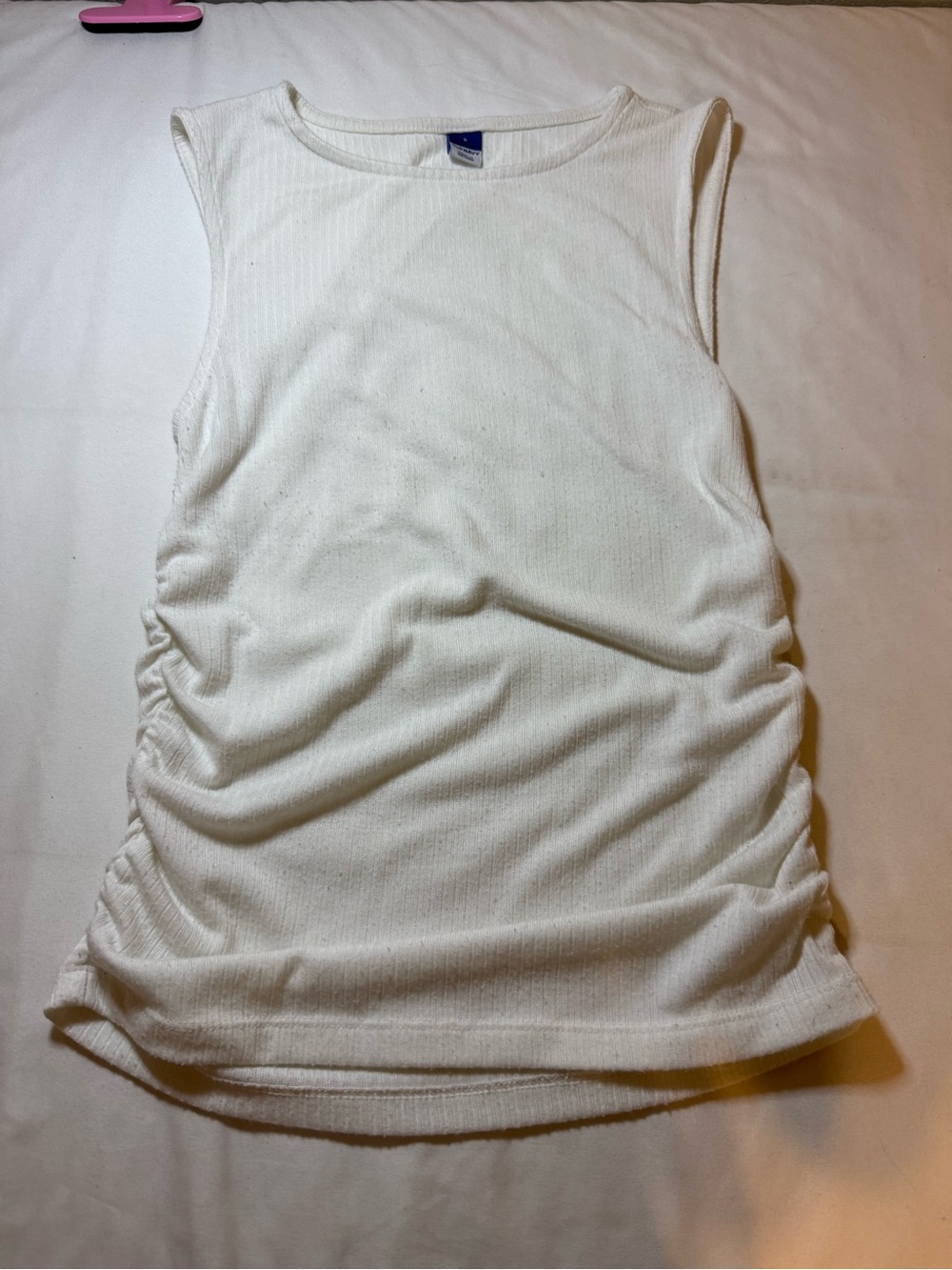 Old Navy White Sleeveless Ruched Tank